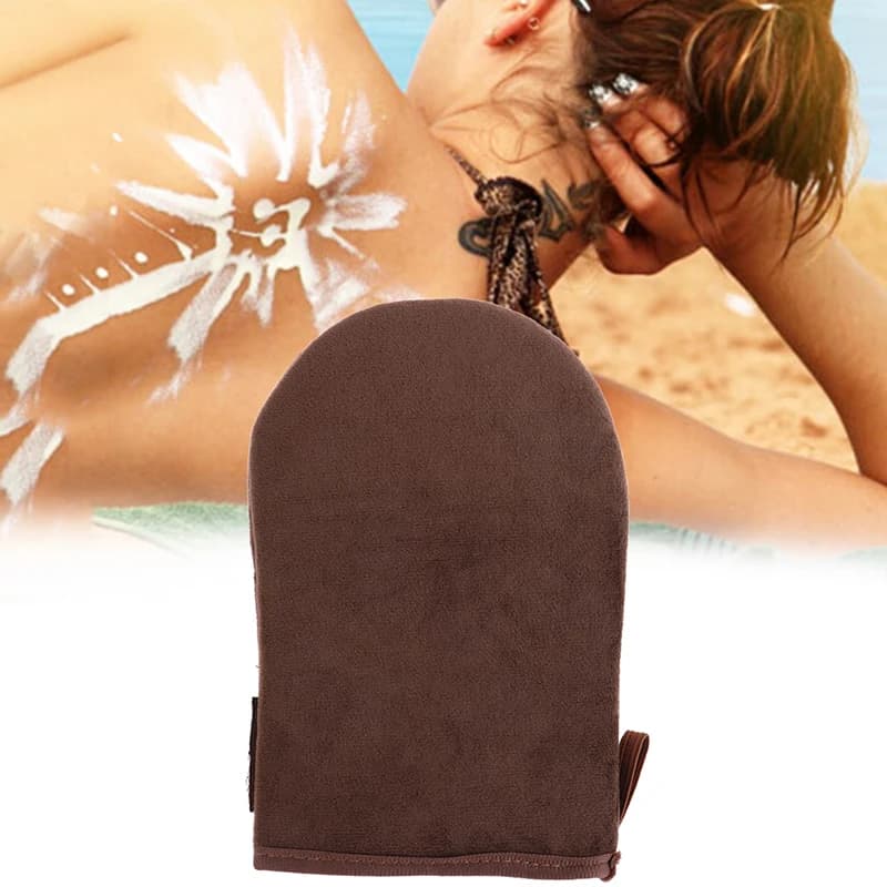 Gants applicateurs réutilisables marron pour crème, lotion, mousse de bronzage et nettoyage corporel