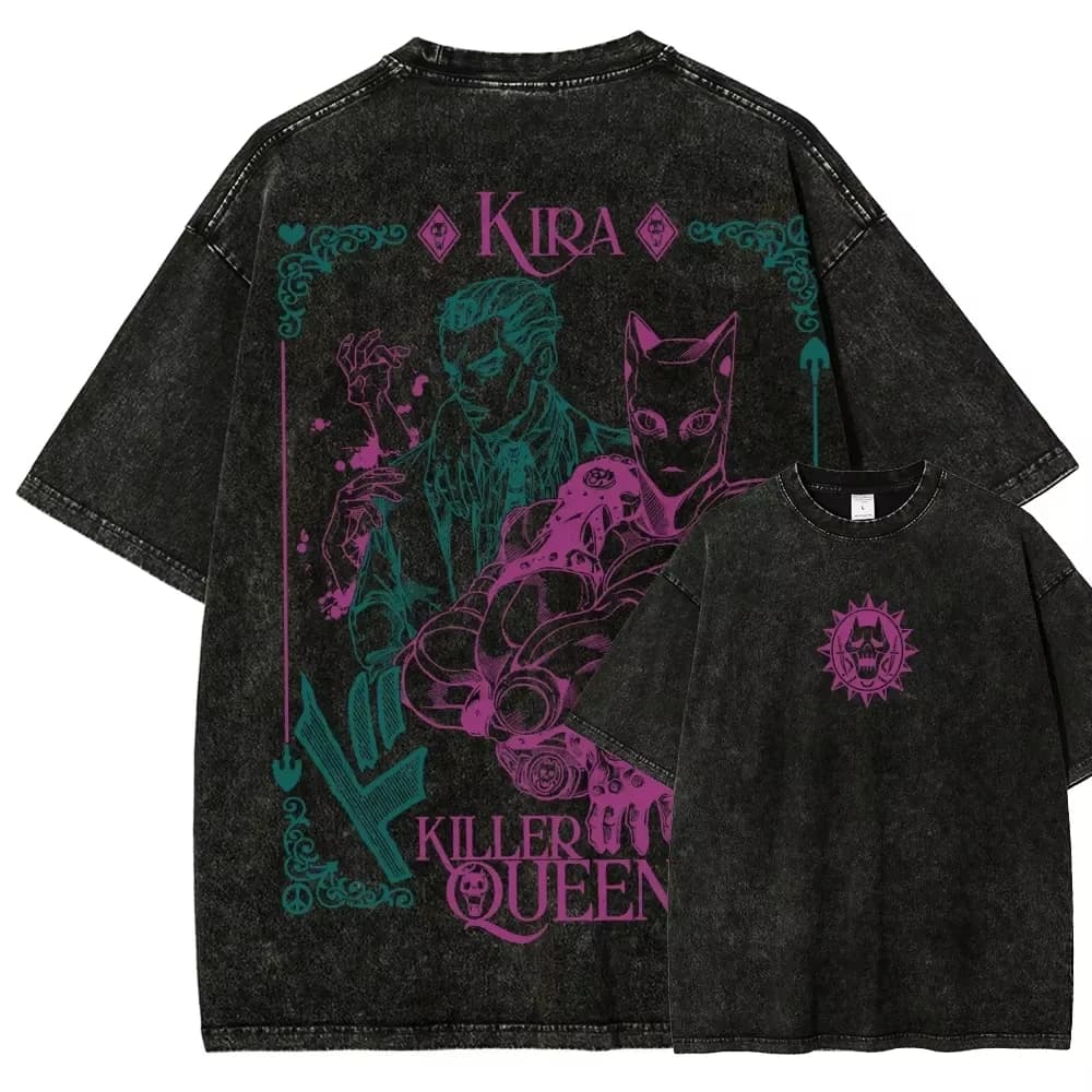 T-shirt JOJO Bizarre Adventure Gyro Zeppeli pour hommes, t-shirts vintage lavés surdimensionnés, t-s