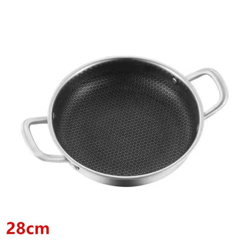 Poêle à soupe antiarina en acier inoxydable 410, poêle à frire Wok, poêle astronomique en accent d'a