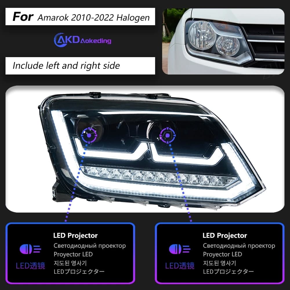Feux de sauna pour VW AMAROK 2010-2022, feux de jour DRL, ampoule LED Bi SG, phares antibrouillard, 