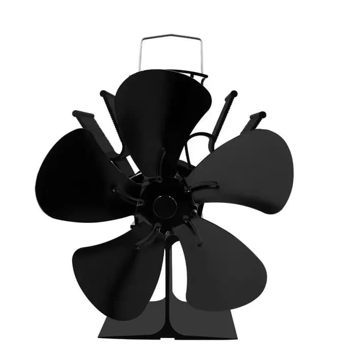 Cheminée noire 5 pales poêle à chaleur ventilateur bûche brûleur à bois Ecofan silencieux maison che