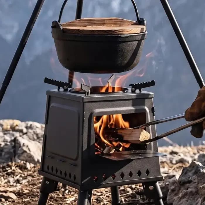 Petit poêle à bois pliant en métal