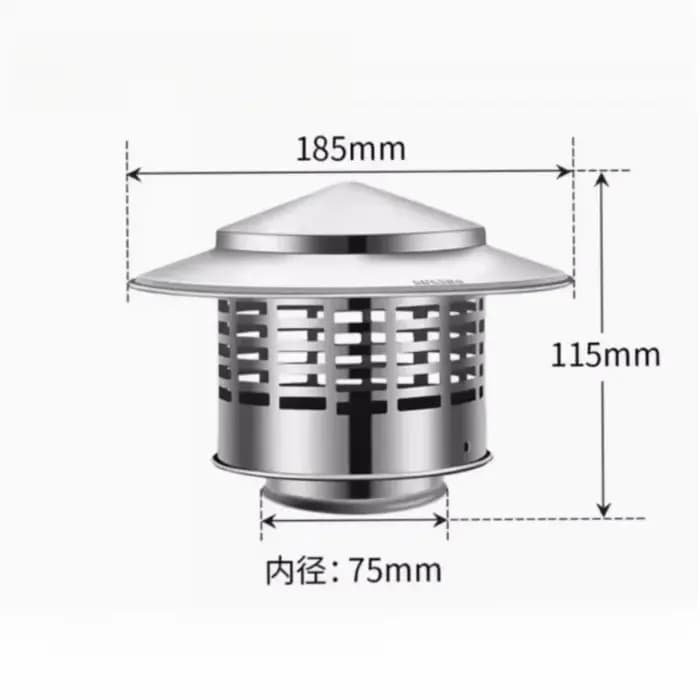 Capuchon de pluie de cheminée ultraléger en acier inoxydable, 75/110/160/200mm, pour mur extérieur,