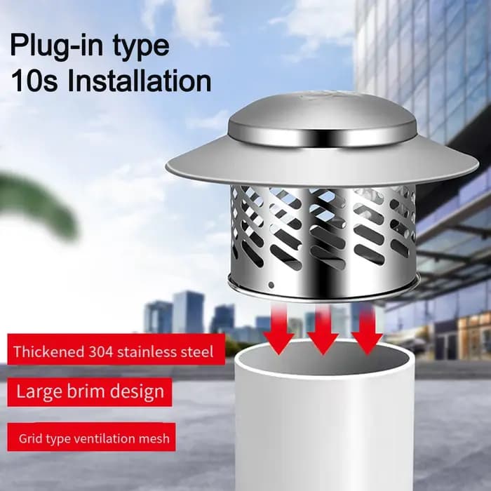 80/110/160/200mm bouchon de cheminée conduit rond Ventilation couvercle d'échappement en acier inoxydable tuyau de toit