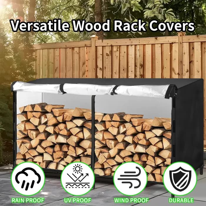 Couverture de support de bois de chauffage d'extérieur avec sac de rangement