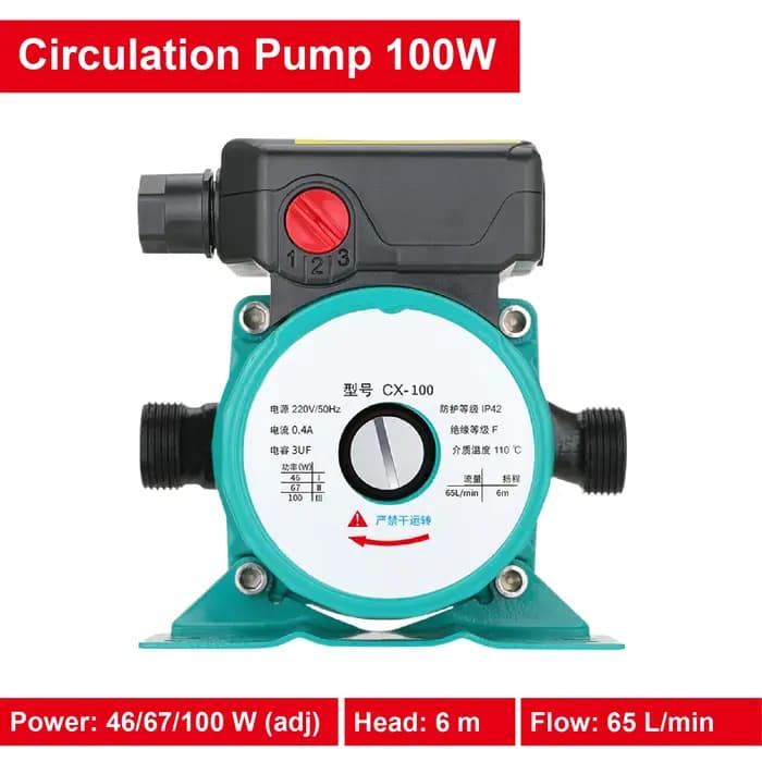Pompe de Circulation Chauffage 220V Puissance 100 à 325W Vitesse Réglable pour Chaudière et Plancher