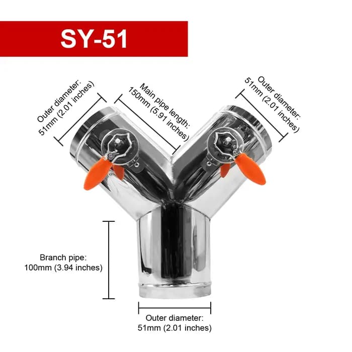 Vanne de régulation manuelle en acier inoxydable SY à 3 voies pour conduit, raccord en Y, pour venti
