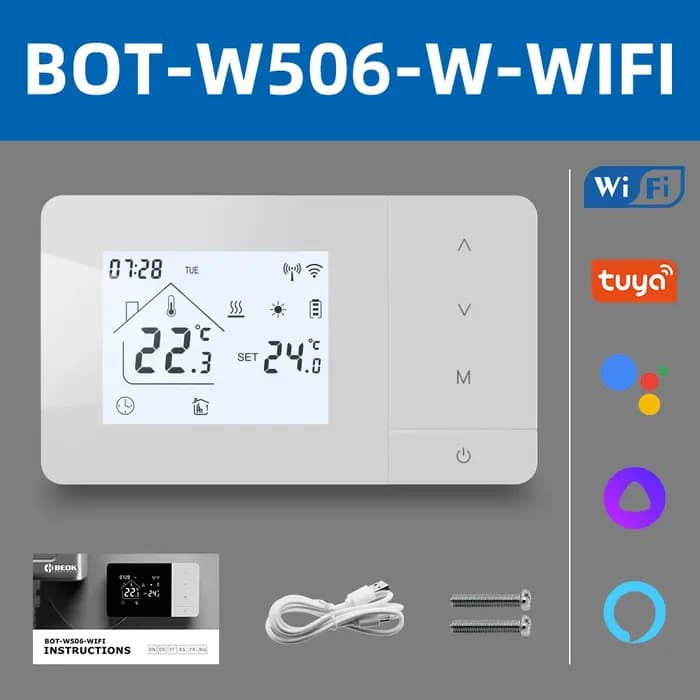 Beok Tuya Thermostat de chauffage par batterie Wifi régulateur de température de chauffage/refroidis