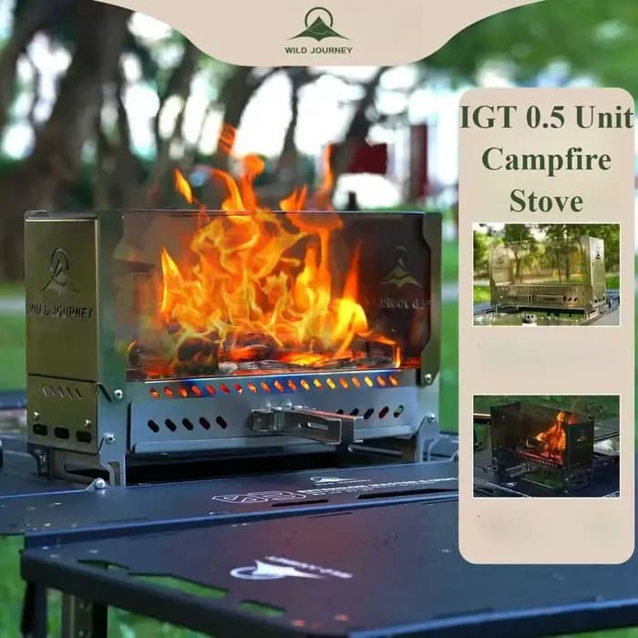 Camping pliant brasero IGT demi-unité feu de joie poêle bureau feu de camp Furance coupe-vent