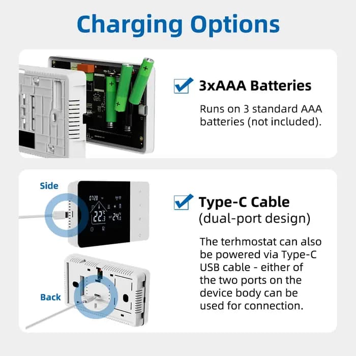 Beok Tuya Thermostat de chauffage par batterie Wifi régulateur de température de chauffage/refroidissement pour chaudière à gaz fonctionne avec Google Home Alexa