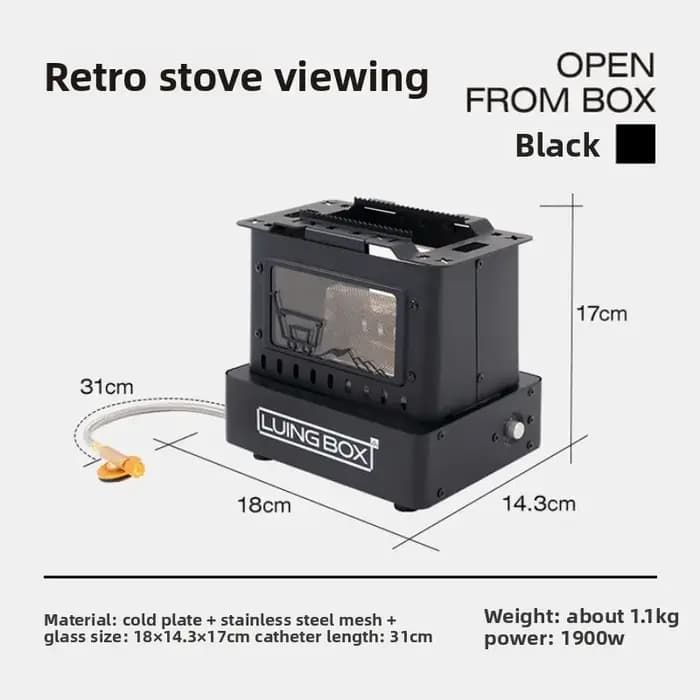 LUING BOX Camping extérieur rétro poêle chauffage poêle thé cuisson fendu poêle randonnée léger Port