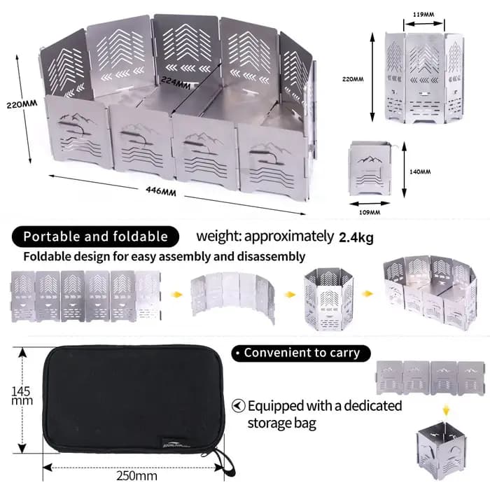 Soomloom-Pare-brise Hexagonal Convertible en Acier Inoxydable