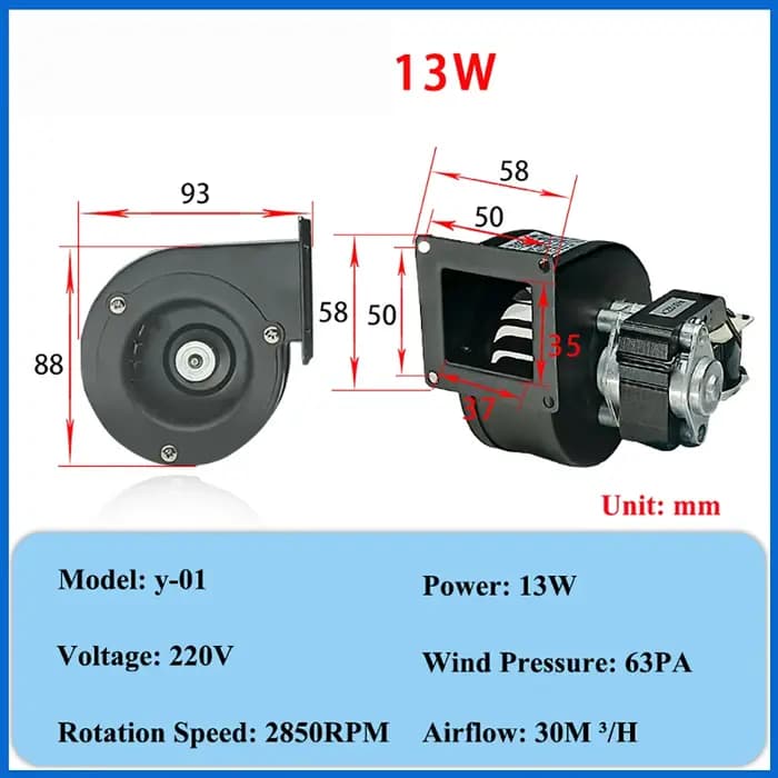 Ventilateur centrifuge silencieux pour poêle à granulés, petit ventilateur centrifuge 220 40W