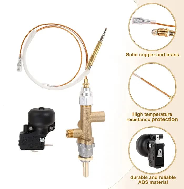 Vanne de sécurité pour foyer au propane/GPL avec dispositif de coupure de flamme