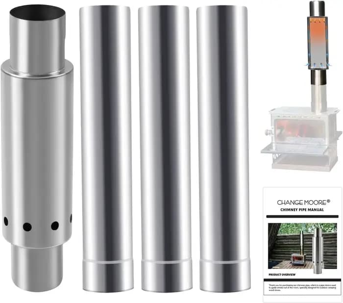 CHANGE MOORE – ensemble de tuyaux de cheminée de poêle de tente en acier inoxydable, tuyau de combus