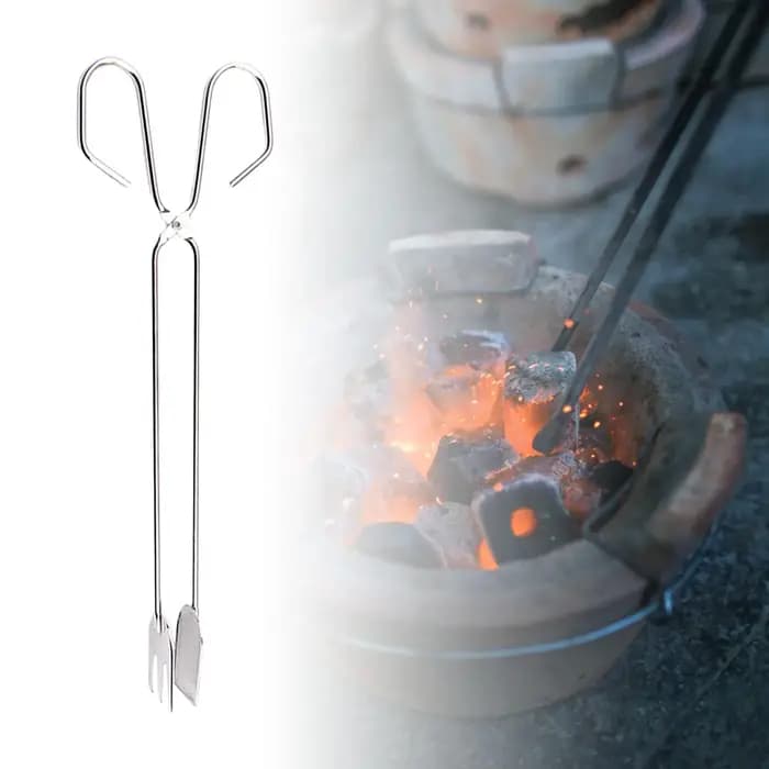 Pinces à charbon de bois pour barbecue, pinces à bois de chauffage pour grillades de chemin de fer i