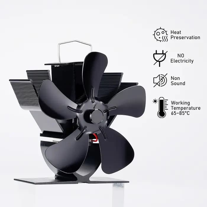 Mini ventilateur de poêle silencieux à 5 lames, distribution efficace de la chaleur, poêle à bois, p