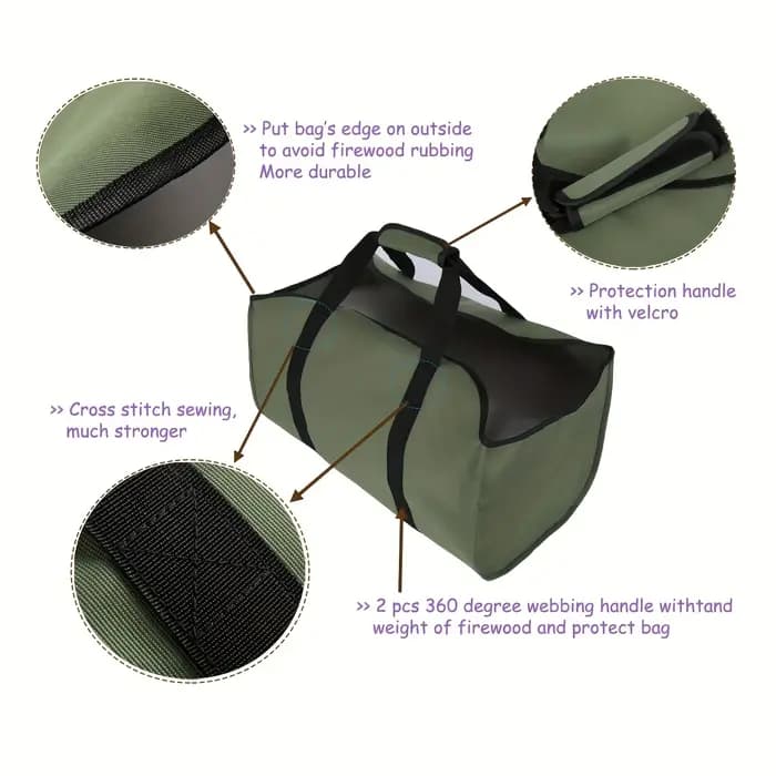 Sac de transport de bois de chauffage robuste-transportateur de bûches de grande capacité avec poignées robustes