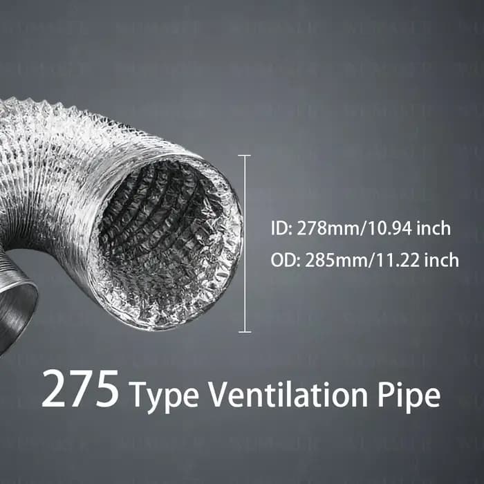 Tuyau de ventilation en aluminium crypté pliable de 200/250/275/300/350 mm