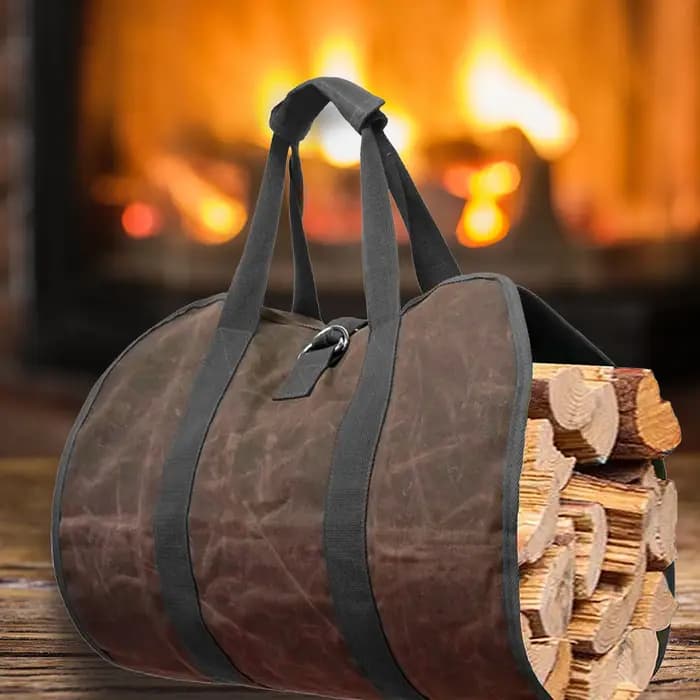 Sac de transport en toile Smile Sized pour bois de chauffage