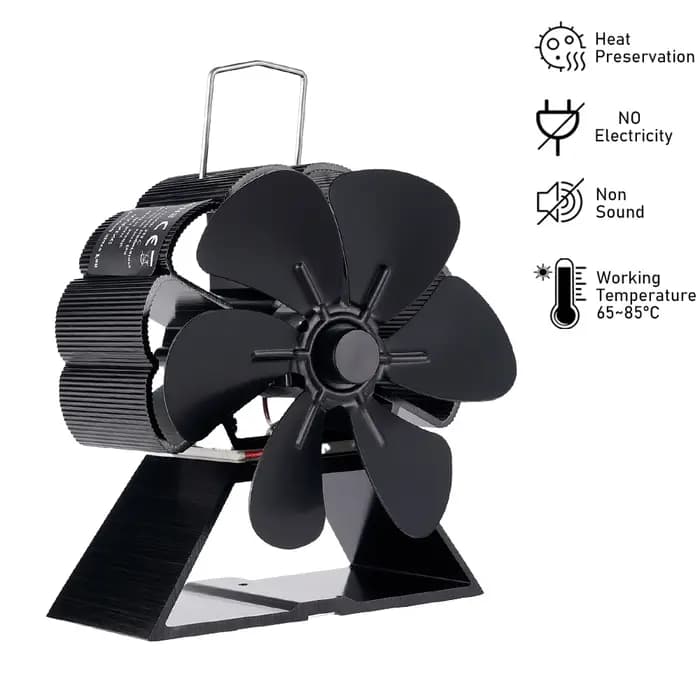 Mini poêle ventilateur 6 pales alimenté par la chaleur
