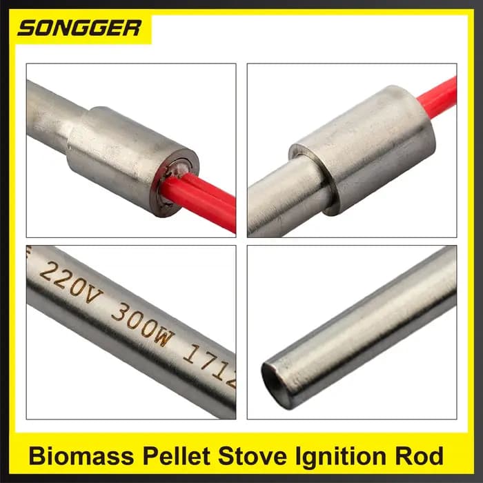 Tige d’Allumage BST-107-01 220V 300W 350W pour Poêle à Granulés Biomasse Chauffage Cheminée Acier Inoxydable Allumage Rapide Haute Température Montage à Vis
