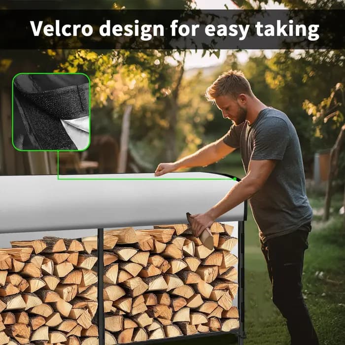 Couverture de support de bois de chauffage d'extérieur avec sac de rangement