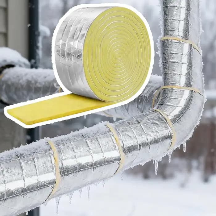 Bande isolante ignifuge autocollante en laine de verre pour tuyauterie industrielle et eau chaude