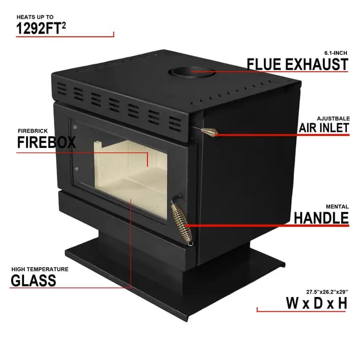 Poêle à bois en acier au Design classique 12kw