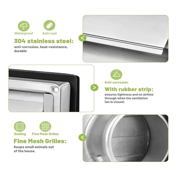 Grille de Ventilation en Acier Inoxydable de 150mm