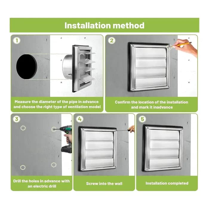 Grille de Ventilation en Acier Inoxydable de 150mm