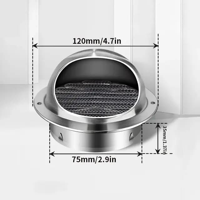 Grille de sortie d'air murale extérieure en acier inoxydable, 80/100/120MM, ronde, chauffage, refroi