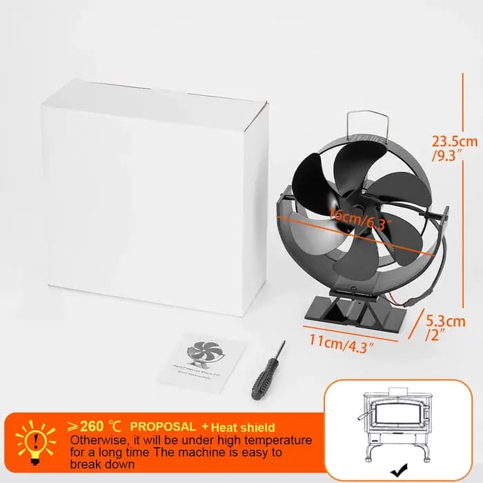 Ventilateur de cheminée rotatif résistant à la chaleur, poêle à bois, poêle à bûches, ventilateur de