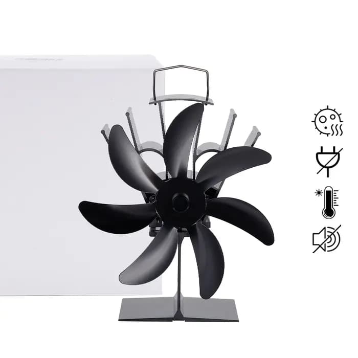 7 pales poêle ventilateur chaleur alimenté cheminée