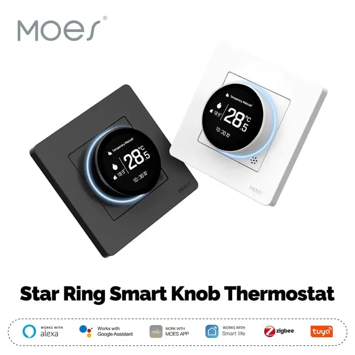 MOES Tuya ZigBee bouton intelligent Thermostat série Star Ring régulateur de température chaudière à eau chauffage électrique avec Alexa Google