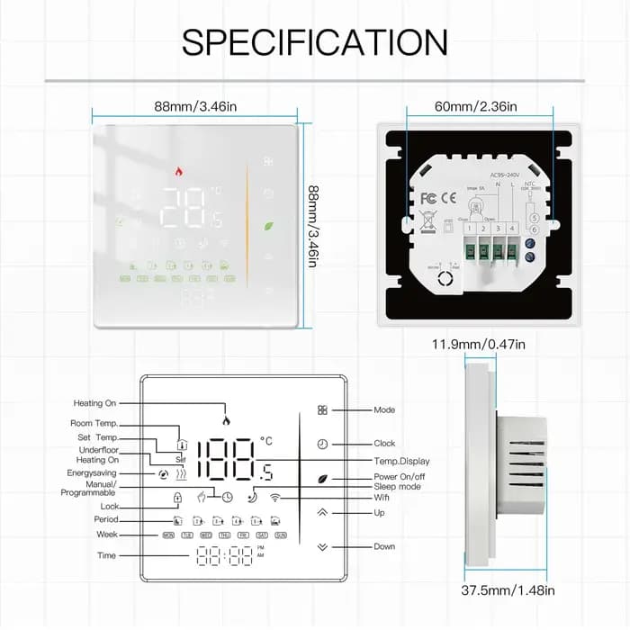 Moes Zigbee Thermostat régulateur de température ambiante de l'eau/chauffage électrique au sol chaudière à gaz humidité Tuya fonctionne avec Alex 5A16A