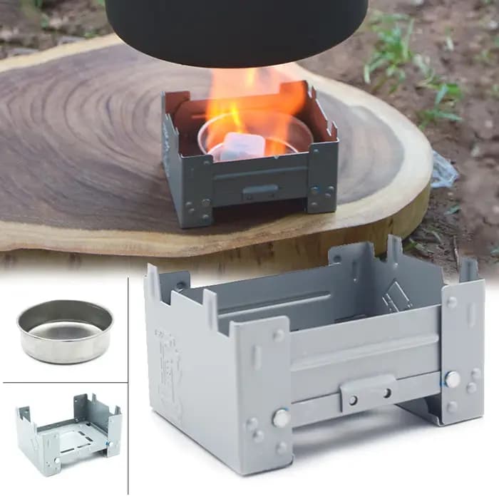 Four pliant portatif de carburant d'alcool solide d'extérieur Mini brûleur de pique-nique poêle de Camping en fer