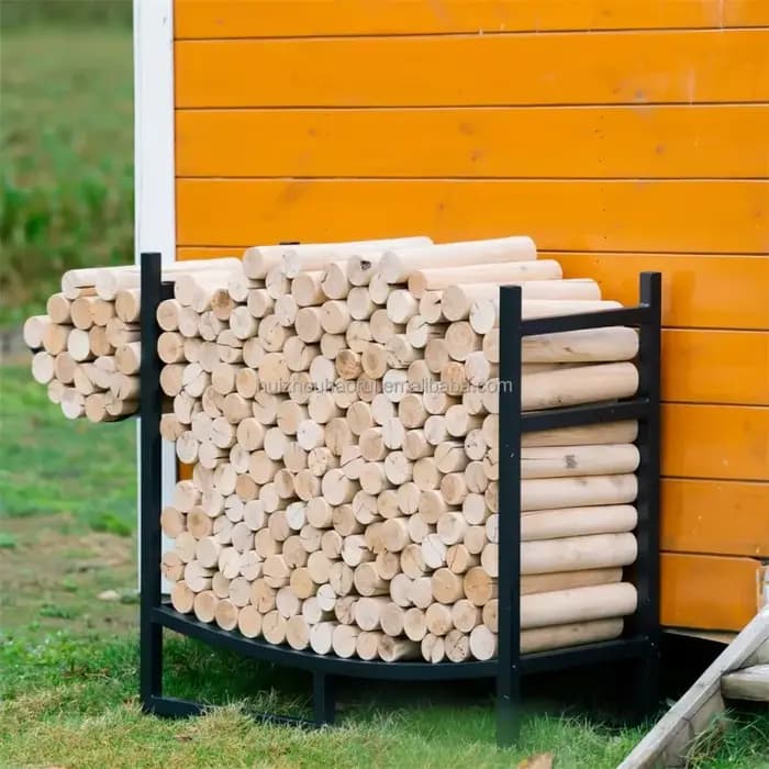 Support à bois de chauffage robuste en acier moderne pour foyer, 3 pieds, intérieur/extérieur, avec