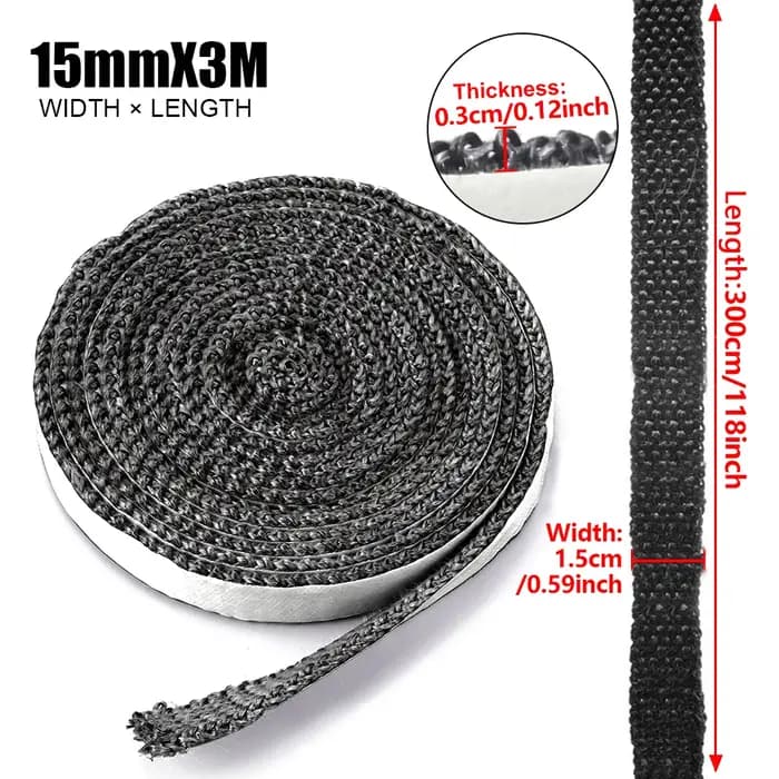 Corde auto-adhésive noire pour poêles plates