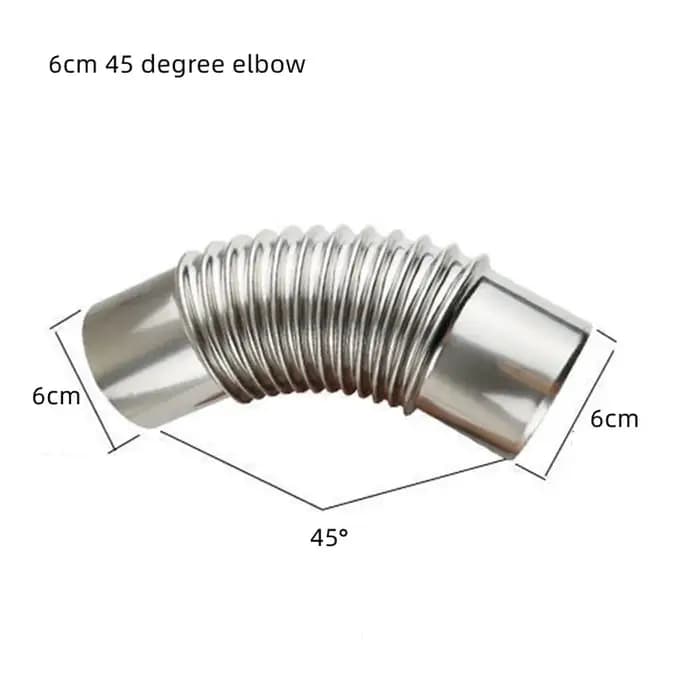 Acier inoxydable 60/70/80 mm 45 ° Insert de cheminée coudé courbé pour poêle à plusieurs conduits,