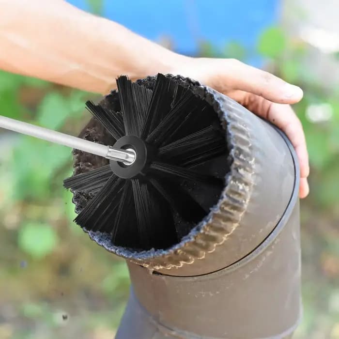 Kit de brosses pour nettoyage de cheminée avec têtes de brosse de 4 pouces et tiges extensibles flexibles pour conduits