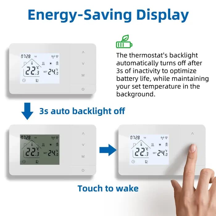 Beok Tuya Thermostat de chauffage par batterie Wifi régulateur de température de chauffage/refroidissement pour chaudière à gaz fonctionne avec Google Home Alexa