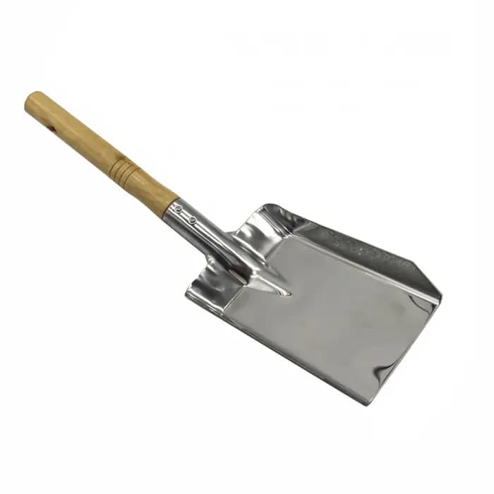Pelle à foyer avec manche en bois, outil de nettoyage de la poussière du foyer, nettoyage du grill e