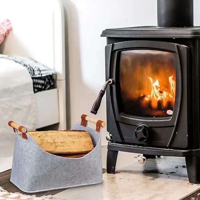 Panier de rangement pour bois de chauffage extra large – Support pliable en feutre robuste avec poignées renforcées