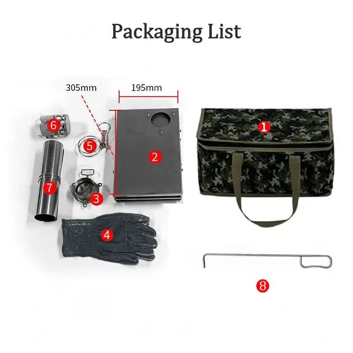 Smilodon-poêle à bois de chauffage pliant en acier inoxydable, poêle de tente de Camping Portable avec cheminée, brûleur à bois, four, brasero touristique
