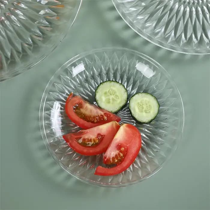 Assiette de fruits transparente pour collations et bonbons