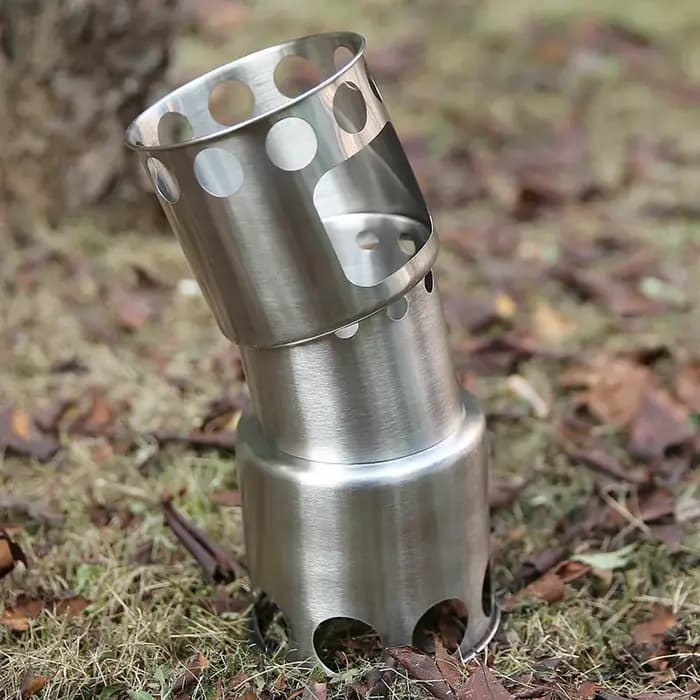 Camping petit poêle à bois en acier Portable bricolage fendu solide esprit