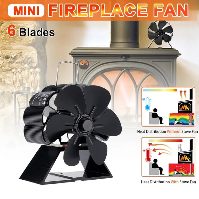 Mini poêle ventilateur 6 pales alimenté par la chaleur