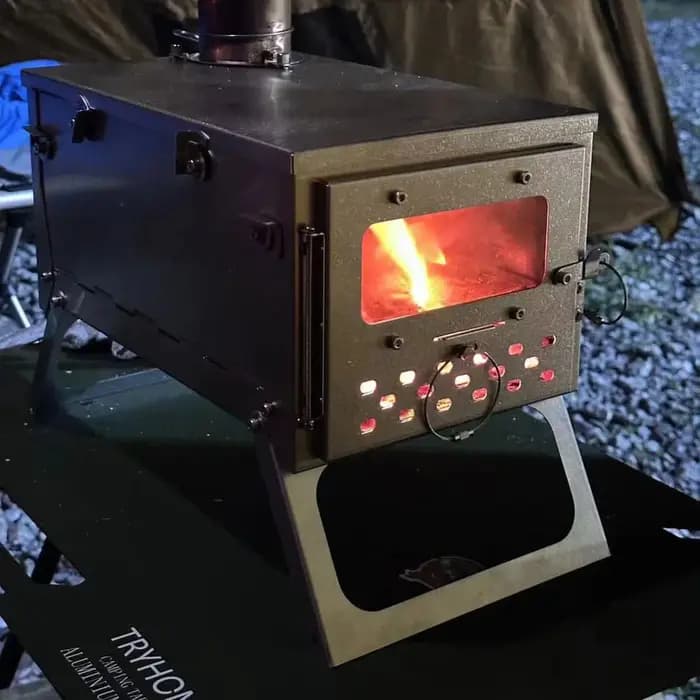Smilodon-poêle à bois de chauffage pliant en acier inoxydable, poêle de tente de Camping Portable avec cheminée, brûleur à bois, four, brasero touristique
