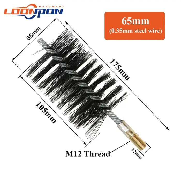 Loonpon 18-75mm fil brosse métallique poignée en métal tuyau nettoyage cheminée